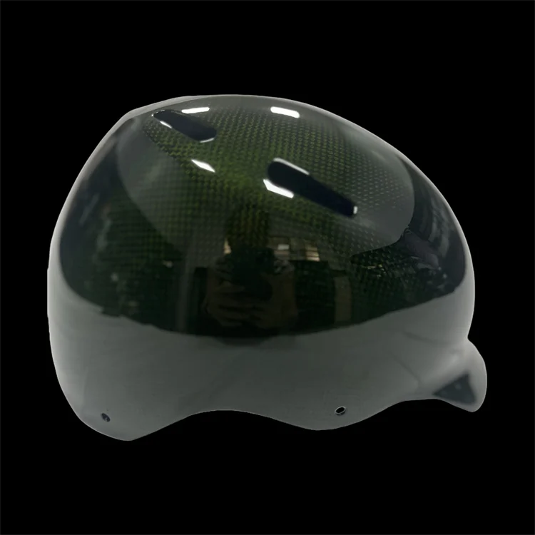 Deep-green finished carbon shell; actual carbon fiber helmet shell project reference