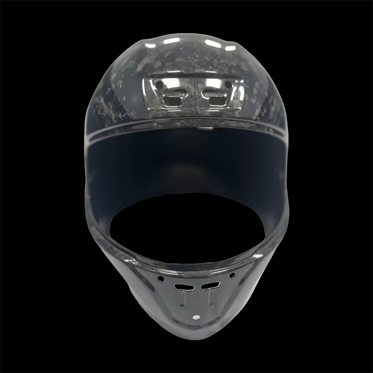Custom carbon fiber full-face helmet shell front view