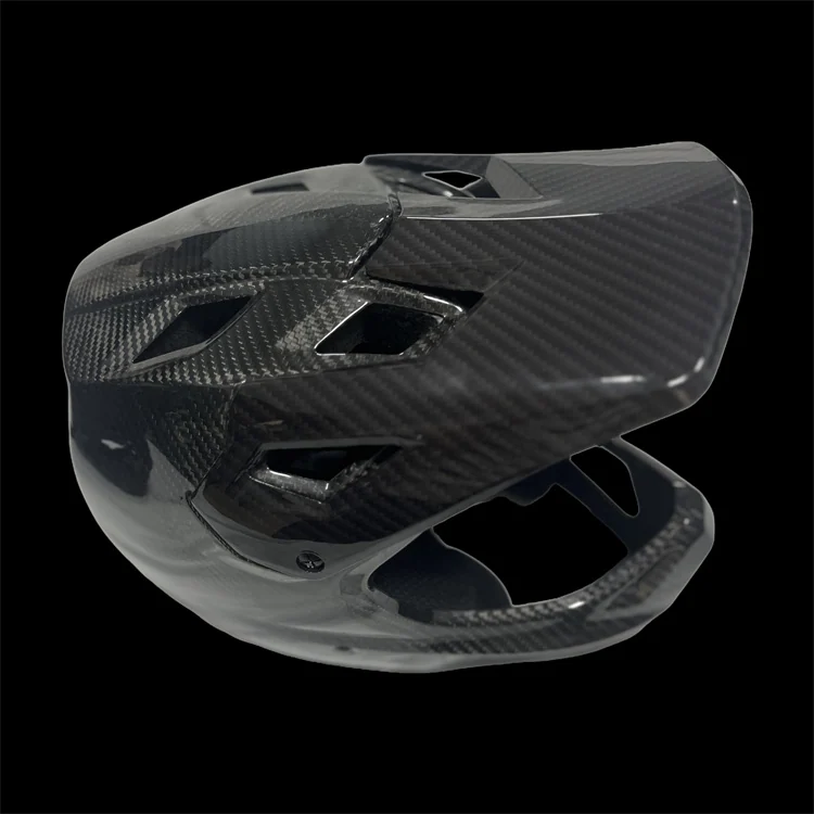 Custom carbon fiber helmet shell side and rear geometry