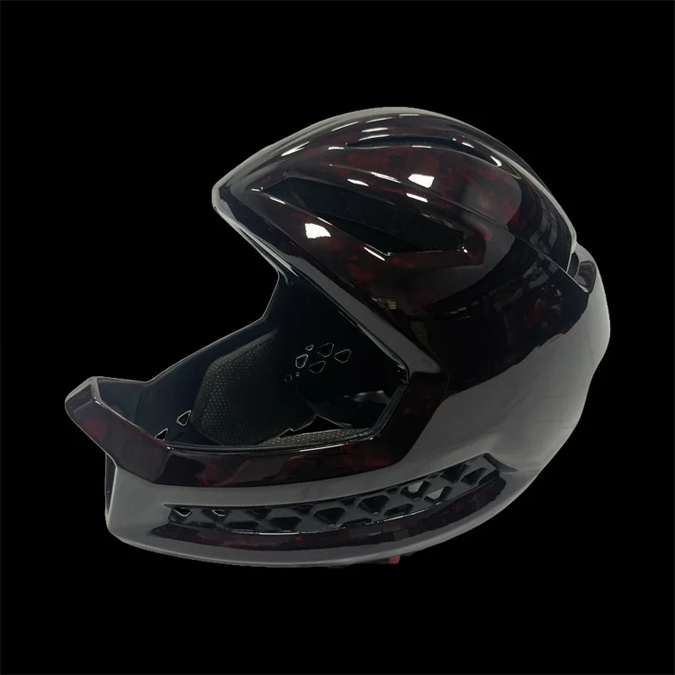Full-face peaked shell design; actual carbon fiber helmet shell project reference