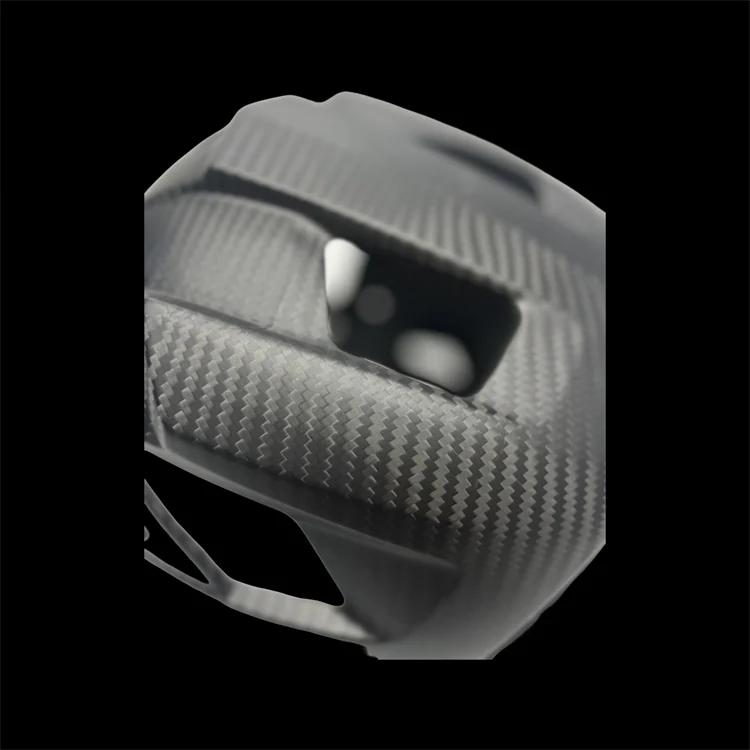 Ventilated molded shell detail; actual carbon fiber helmet shell project reference