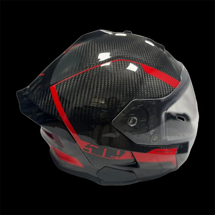 Full-face helmet exterior finish; actual carbon fiber helmet shell project reference