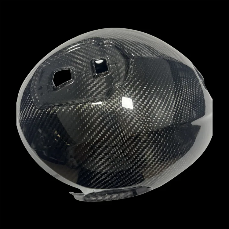Close-up of an actual molded carbon fiber helmet shell surface